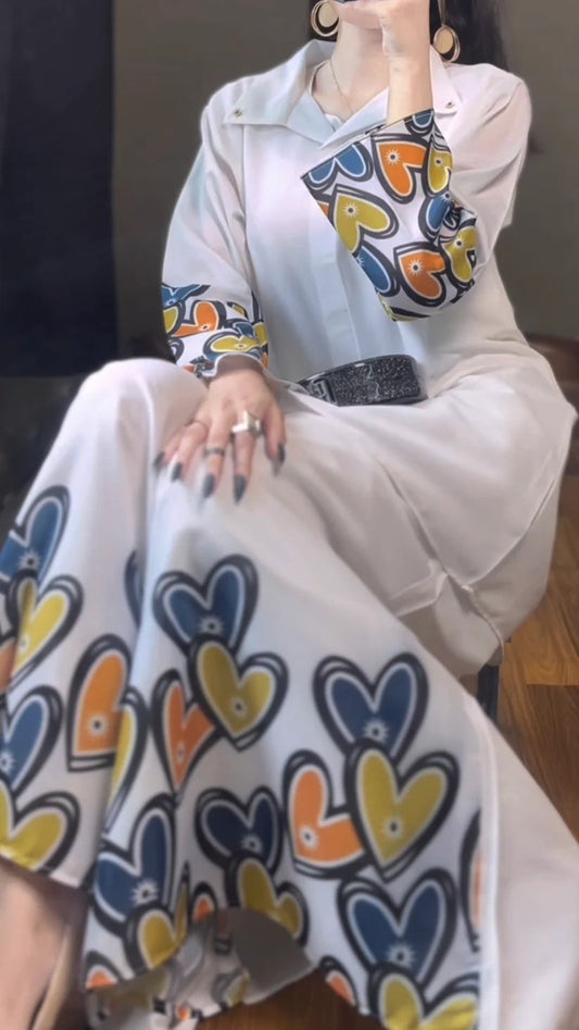 Chic Heart-Pattern Outfit Set