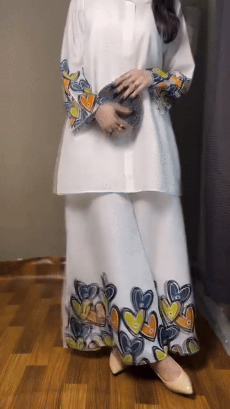 Chic Heart-Pattern Outfit Set
